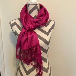 Hot Pink Long Fringed Scarf